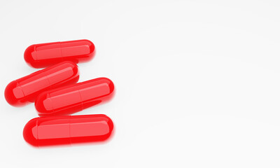 3D red pills isolated on white