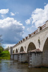 Fototapeta na wymiar Konuvere bridge- built in 1861 and was longest stone bridge in Estonia that time. Selective focus