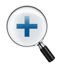 Fototapeta premium magnifying glass with plus sign on white background