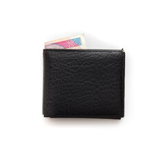Black wallet full of money