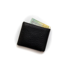 Black wallet full of money
