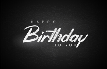 Happy Birthday lettering text banner, black color. Vector illustration.