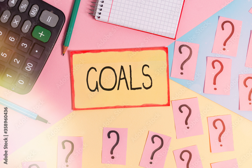 Poster text sign showing goals. business photo text desired result that an individual envision plan and com