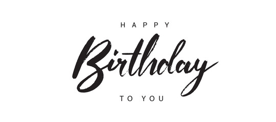 Happy Birthday lettering text banner, black color. Vector illustration.