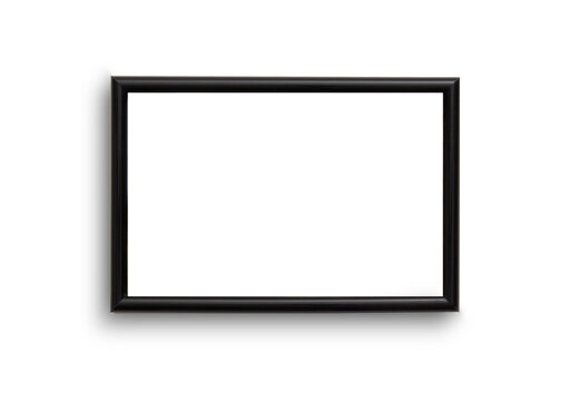 black rectangular 2x3 frame hanging on the wall isolated
