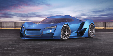 Obraz na płótnie Canvas 3D rendering of a brand-less generic car 