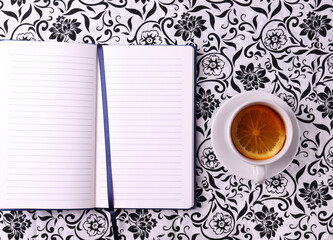 notebook for diary or writing on the vintage style surface