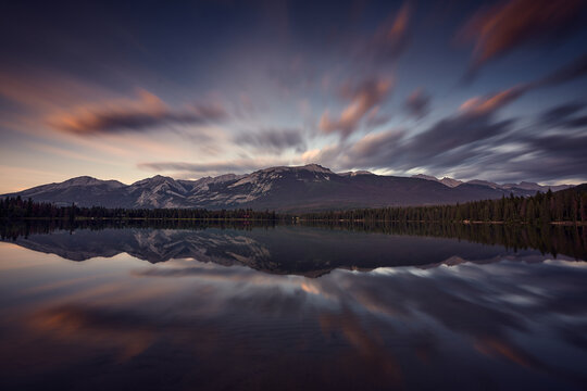 Anette lake sunset in Jasper