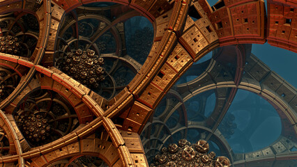 Fototapeta premium Abstract background, fantastic 3D gold structures