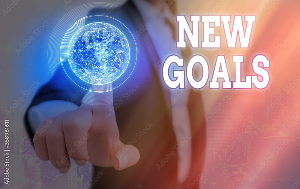 Aufkleber text sign showing new goals. business photo text a list of clearlydefined plans that an individual s