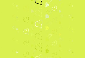 Light Green, Yellow vector pattern with colorful hearts.
