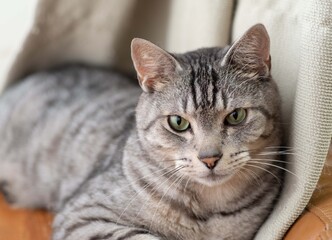 見つめる猫ちゃん　　サバトラ猫