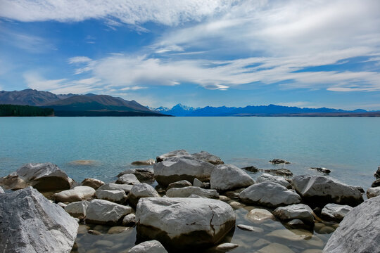 Lake Pukaki with Mt Cook in the Distance, South Island, New Zealand