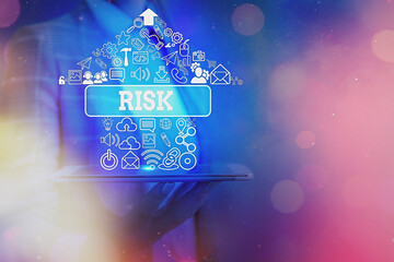 Text sign showing Risk. Business photo text implies future uncertainty about deviation from...