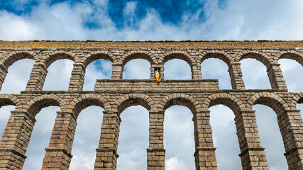 Fototapeta premium It's Roman Aqueduct of Segovia, Spain. It is the UNESCO World Heritage