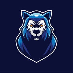 Blue Wolf Mascot logo 