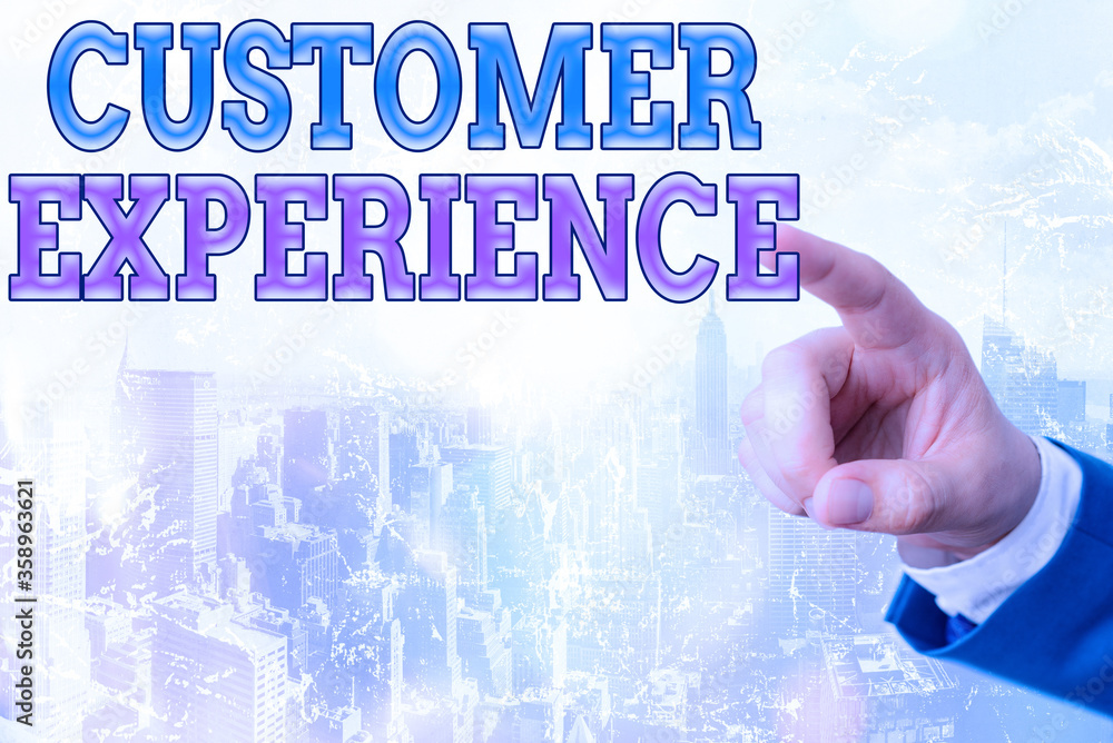 Poster writing note showing customer experience. business concept for phrase to describe relationship user 