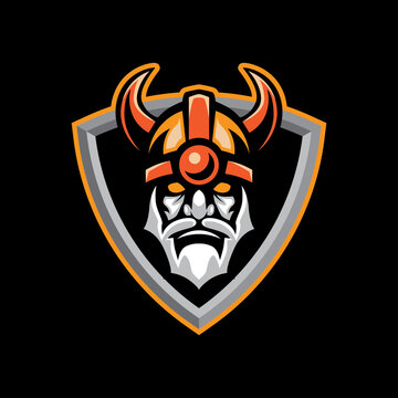 Viking Head Mascot Logo Illustration