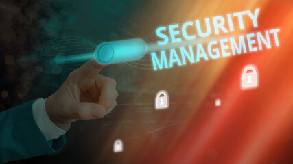 Handwriting text Security Management. Conceptual photo is the identification of an organization s...