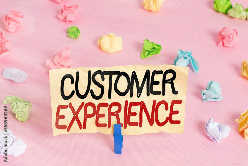 Poster writing note showing customer experience. business concept for phrase to describe relationship user 