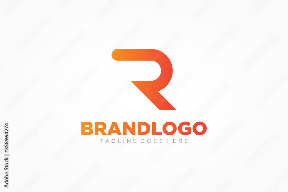 Poster abstract initial letter r logo. red gradient geometric shape style isolated on white background. usa