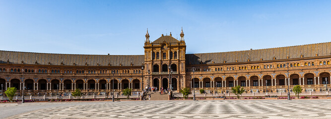 It's Part of the Central building at the Plaza de Espana in Seville, Andalusia, Spain. It's example...