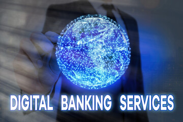 Handwriting text Digital Banking Services. Conceptual photo Business, technology, internet and networking Elements of this image furnished by NASA