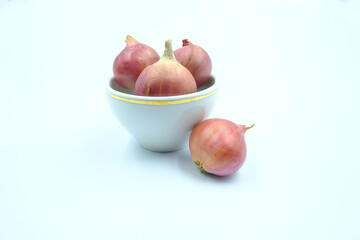 Raw shallot or onion on white background