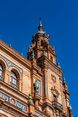 It's Part of the Central building at the Plaza de Espana in Seville, Andalusia, Spain. It's example...