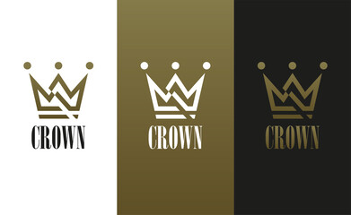 Ornamental Crown Line Logo Template Illustration Design. Vector EPS 10.