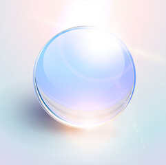 Background with shiny blue sphere, 3D glossy ball dynamic vector illustration.