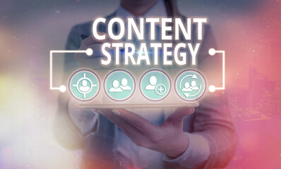 Word writing text Content Strategy. Business photo showcasing important Marketing approach...