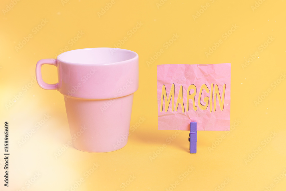 Poster text sign showing margin. business photo showcasing extra amount of something that can be used anyti