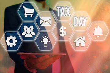 Handwriting text writing Tax Day. Conceptual photo due for individual income tax that should be...