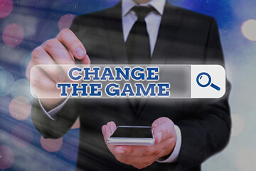 Word writing text Change The Game. Business photo showcasing adjustment in coarse strategy planning...