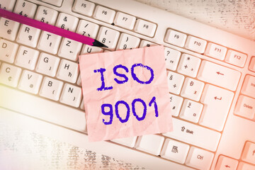Handwriting text writing Iso 9001. Conceptual photo the appropriate international standard followed...
