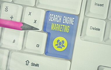 Word writing text Search Engine Marketing. Business photo showcasing online digital optimization...