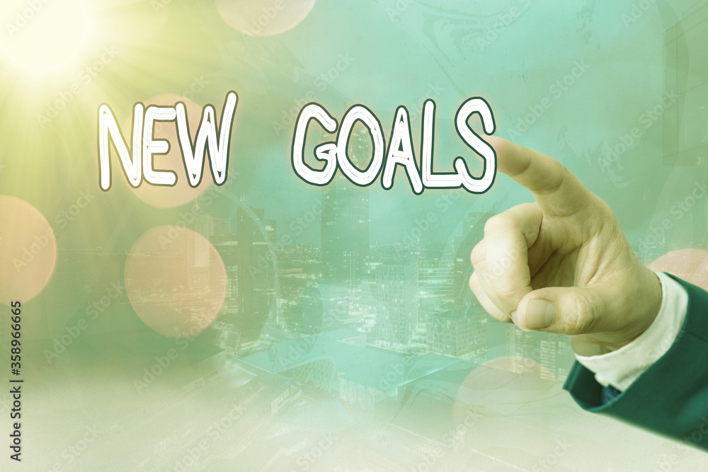 Poster writing note showing new goals. business concept for a list of clearlydefined plans that an individu