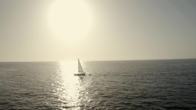 A bout sailing along the coast of Tenerife, Spain