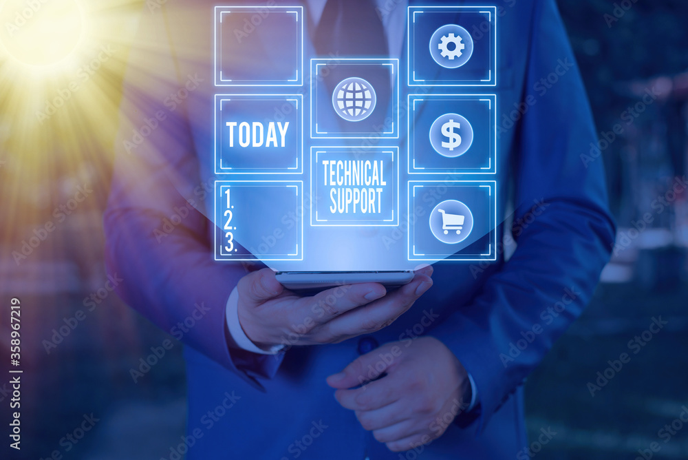 Poster conceptual hand writing showing technical support. concept meaning a service provided by a hardware 