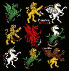 Heraldic beasts. Vector Illustration.