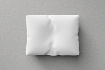 White pillow or pillowcase on floor background with blank template. Pillow mockup for design. 3D rendering.