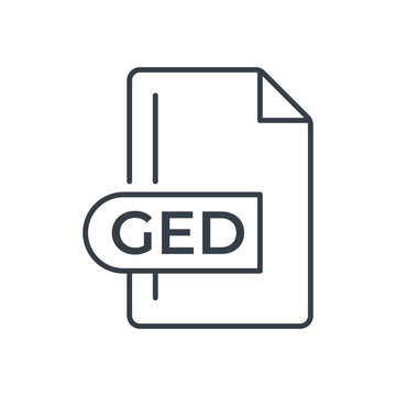 recommend clip art: GED Icon. GED File Format extension line icon.