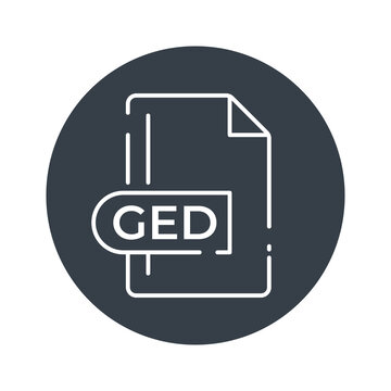 recommend clip art: GED Icon. GED File Format extension filled icon.