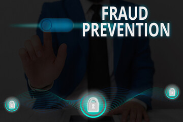 Handwriting text writing Fraud Prevention. Conceptual photo to secure the enterprise and its processes against hoax