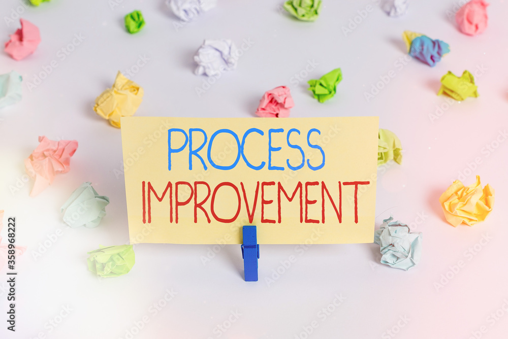 Poster conceptual hand writing showing process improvement. concept meaning task of identifying upon existi