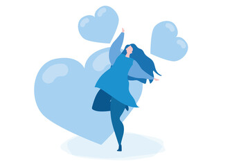I love myself, woman Self esteem, Mental and moral self respect. Vector illustration for web banner, infographics, mobile. 