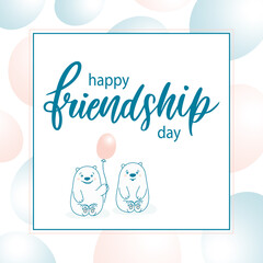 Happy Friendship Day postcard with two white bears