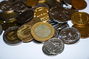 Coins and banknotes of different currencies