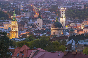 Obraz premium Night Lviv view
